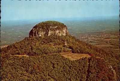Pilot Mountain State Park NC Aerial View Big Pinnacle 1964 Vintage Postcard