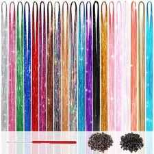 Hair Tinsel Kit 48 Inch, 20 Colors, 8000 Strands , Glitter Tinsel Hair Exten...