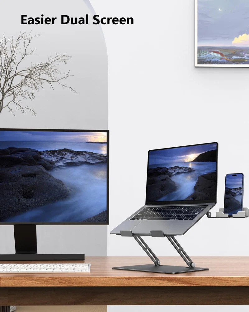 Laptop Stand for Desk, Adjustable Aluminum Laptop Computer Stand, Foldable Er...