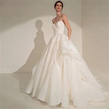 Elegant Wedding Dress Sleeveless Flower Lace A Line Floor-Length Bridal Gown