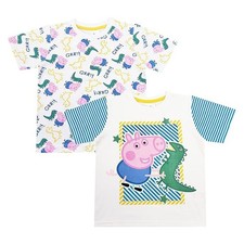 PACK de 2 camisetas Top Peppa Pig George Pig Dino para niños de 2 a 3 años