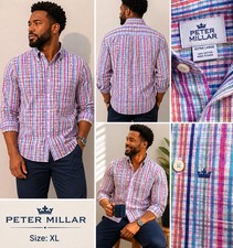 Peter Millar Men's Multi-Color Plaid Button Down Shirt Size XL