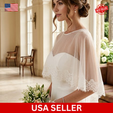 Women Lace Wrap Shawl Embroidered Tulle Bridal Wedding Dress Accessory