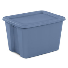 Sterilite 18 Gallon Tote, Plastic Storage Bin with Snap-on Lid, Blue