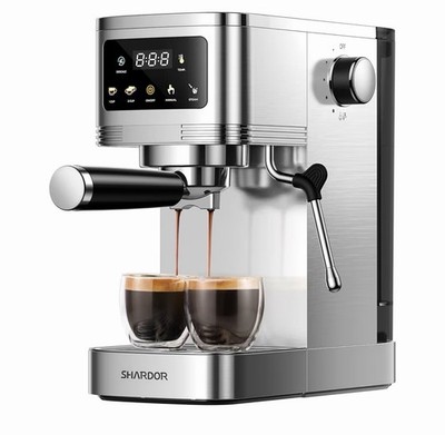 SHARDOR CM1661 Espresso Machine 20 Bar Stainless Steel Milk Frother Double Shots