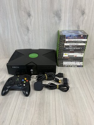 Microsoft Xbox Original Schwarz Konsole mit 1 Controller AV/Power & 17 Spiele Bundle