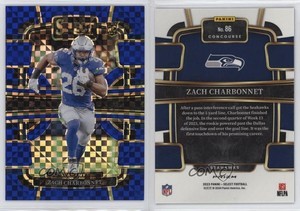 2023 Panini Select Concourse Blue Prizm /199 Zach Charbonnet #86 Rookie RC