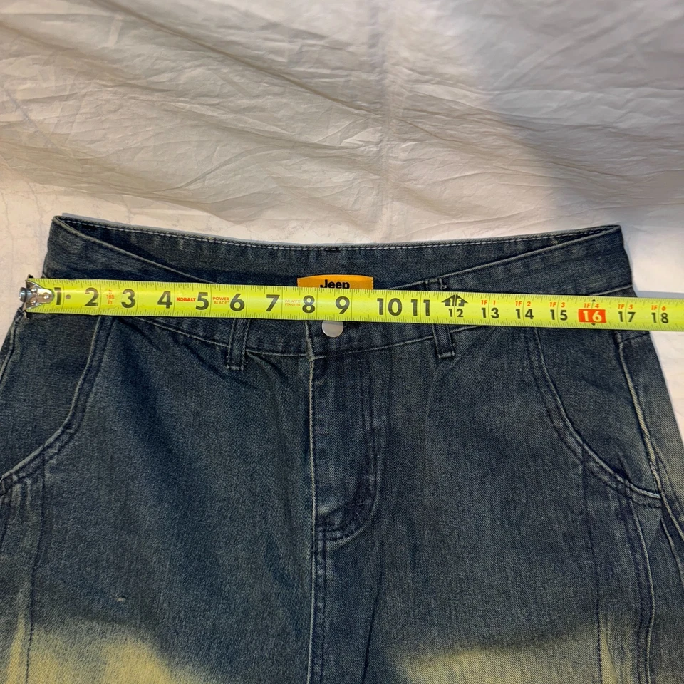 Jeans jeans Y2K lavagem ácida tamanho grande ajuste largo tamanho 36 aba fenda gótica punk - Imagem 4 de 4