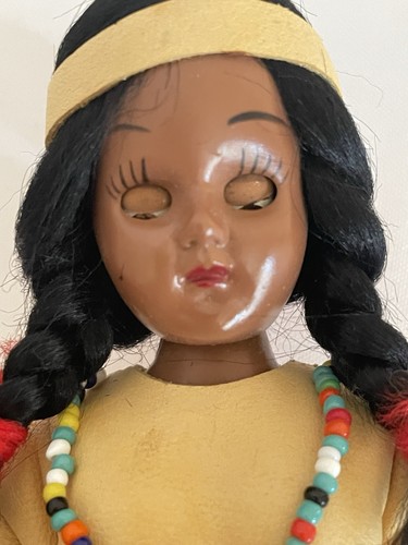 Two Vintage Native American Boy and Girl Dolls Eyes Open Close Leather Clothing - Picture 11 of 14
