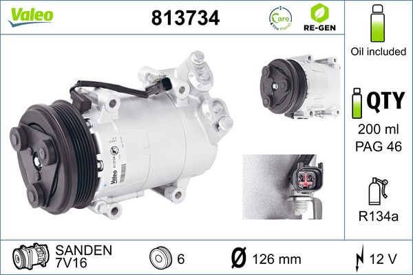 Valeo 813734 Kompressor, Klimaanlage For Ford Mazda Volvo-image