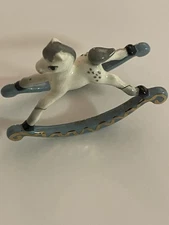 Vintage Retired Hagen-Renaker Miniature Blue Rocking Horse Figurine 2.5x1.5"