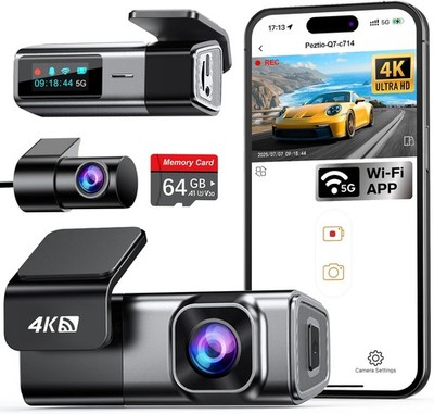 Navycrest 4K Dash Cam Front Rear 64GB Card 5G WiFi