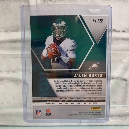2020 Panini Mosaic Football Jalen Hurts RC #222 Rookie - Picture 2 of 2