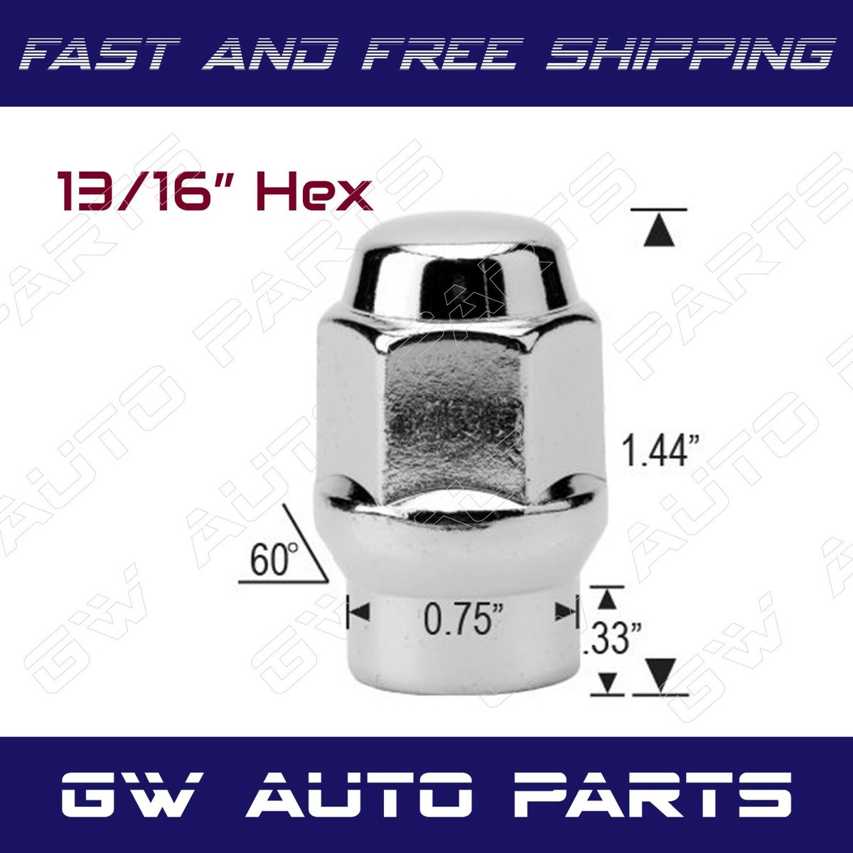 M14x1.5 Open End Bulge Acorn Lug Nut - 19mm Hex
