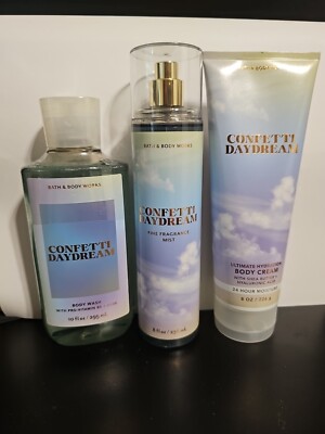 Confetti Daydream Fragrance Mist Body Cream Wash Bath & Body Works 3 Piece Set