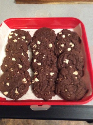Homemade chocolate cookies with white chocolate chips/pecans two dozen