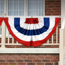 G128 American USA No Stars Pleated Fan Flag 1.5x3 Ft Printed 150D Polyester