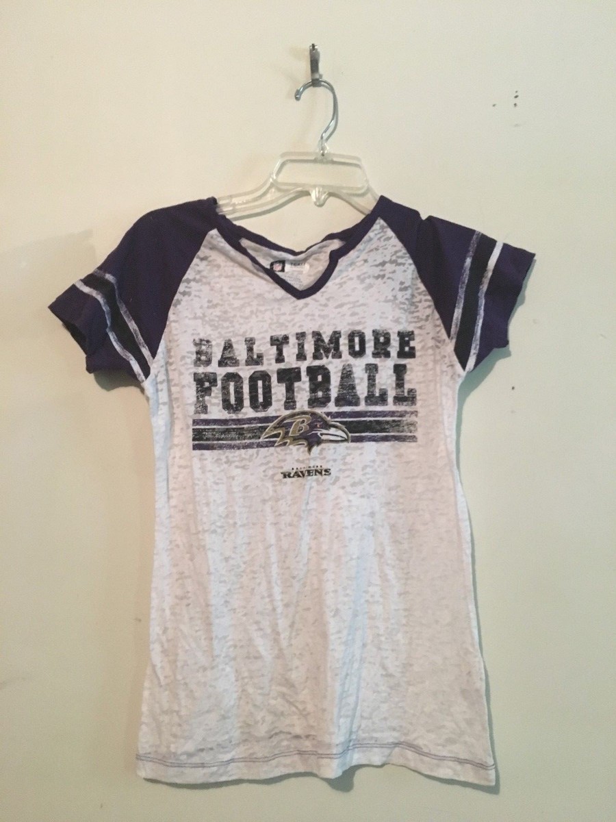 NFL Team Apparel Baltimore Ravens Women White Purple Top Size S