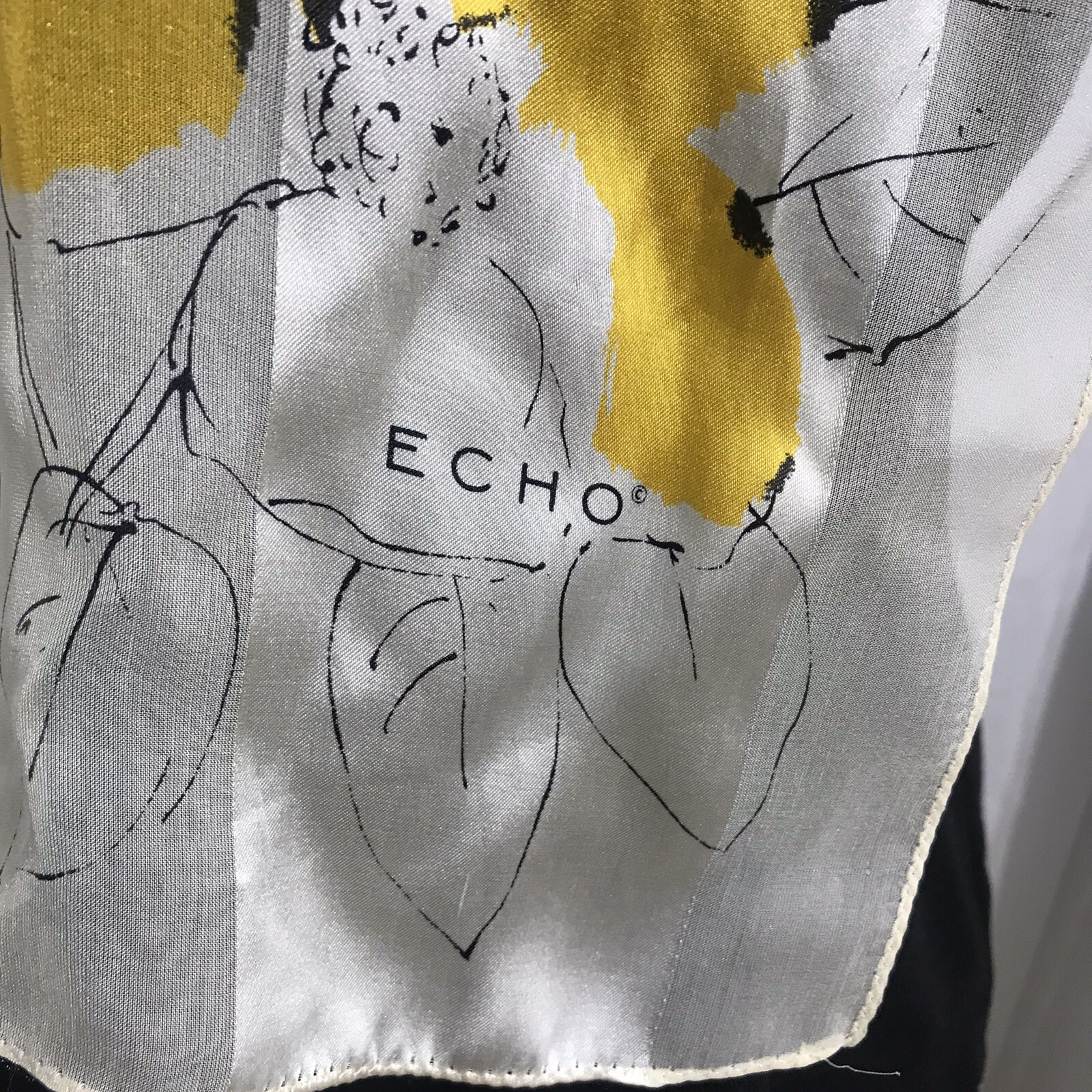 ECHO 100% Silk Abstract Floral Rectangular Scarf - image 4