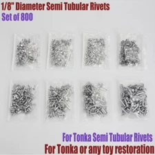 For Tonka Semi Tubular Rivets 1/8" diameter 800 Piece Assortment. Toy rivets
