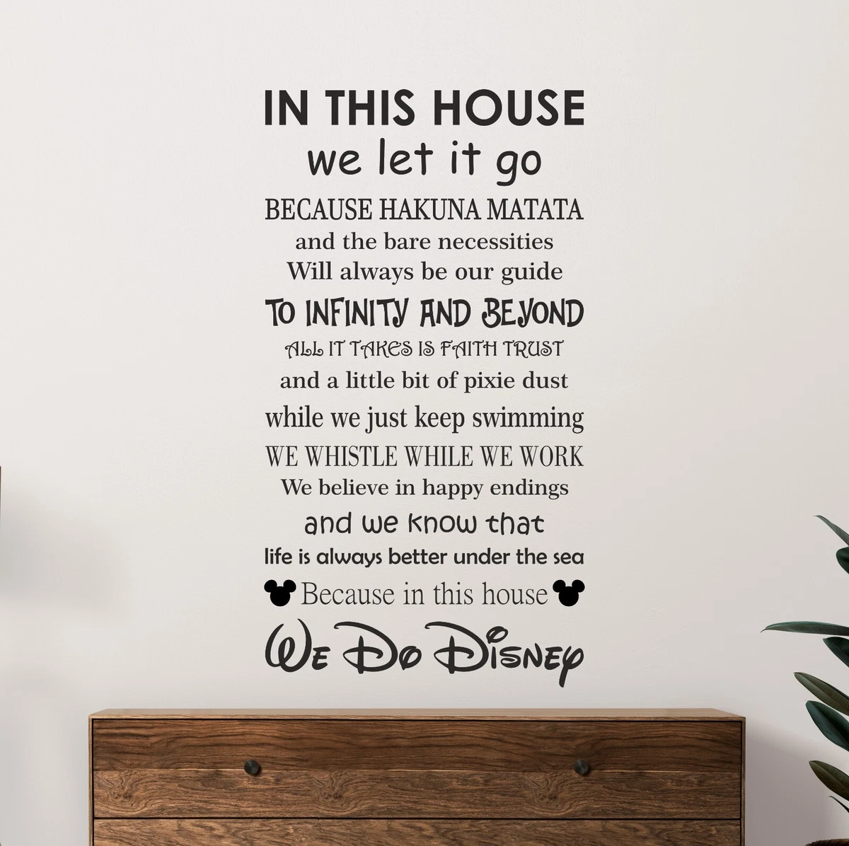 In This House We Do Disney | Pegatina de pared calcomanía redacción arte letras vinilo