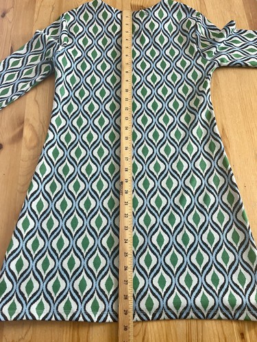 ZARA Dress Womens Small Green Blue A-Line Long Sleeve Retro Print Stretch Fitted - Picture 24 of 24
