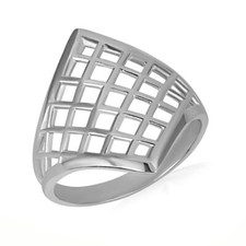 .925 Sterling Silver Openwork Design Square Ring