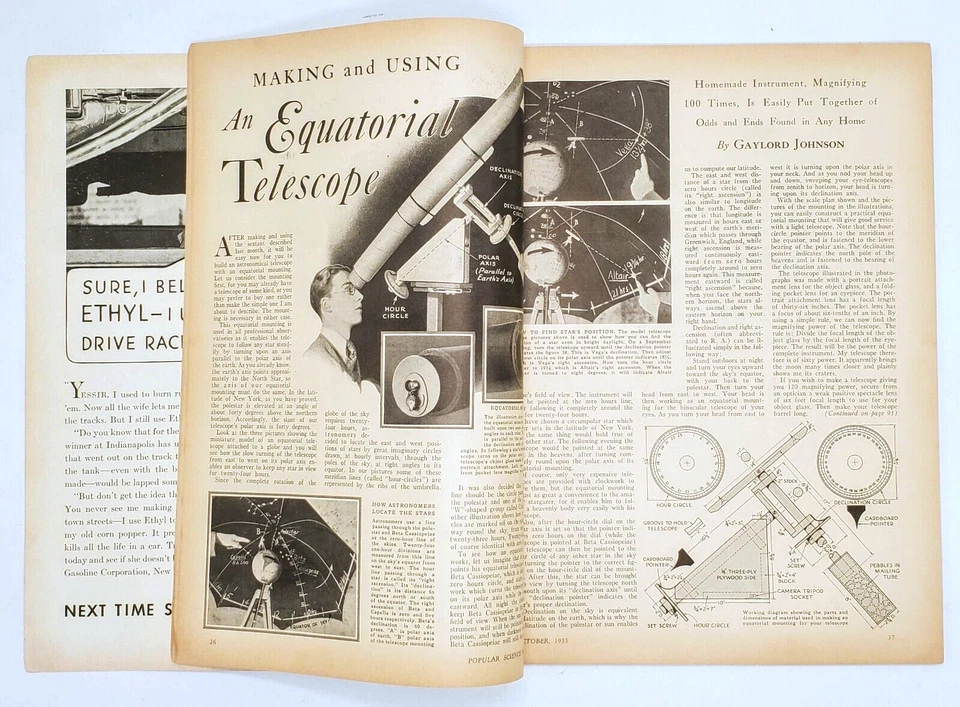 Popular Science October 1933 Illustrated Magazine Cars Motorcycles RCMP Planes - Image 3 of 4