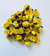 50 Mini Yellow Brown Kitty Face  Erasers Teacher Supply Sorting Math Counter cat