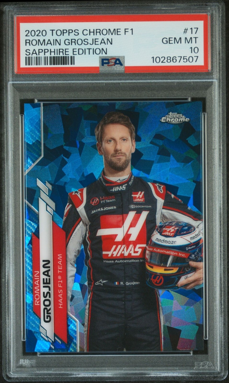 Romain Grosjean 2020 Topps Chrome Sapphire Edition Formula 1 PSA 10 #17 F1
