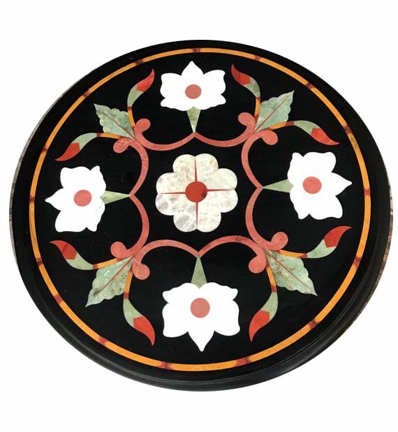 18-inch marble inlay semi-precious stone decorative corner table top for home