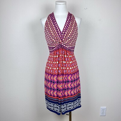 Laundry Shelli Segal Dress Womens Two Mini Sleeveless Geometric V Neck Boho
