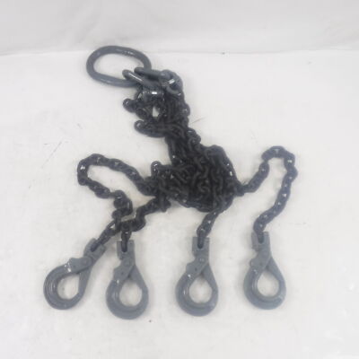3/8'' x 6' Quad Chain Sling 22,900 WLL Grade 100 QOL Positive Locking Hooks