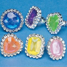 72ct Fun Express Colorful Rhinestone Rings Jewelry Rings Party Favors