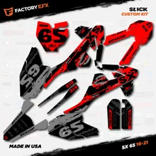 Gray & Red Slick Racing Graphics Kit fits 16-23 KTM  65sx 65 SX Decal Plates