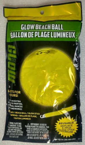 Play Glow Beach Ball Glow in the Dark Glow Stick 12" inches Yellow (3 plus Hrs)
