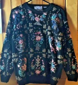 Vintage black floral sweater
