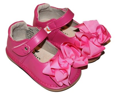 MOOSHU Trainers Squeaker Shoes Add A Bow Hot Pink Mary Jane
