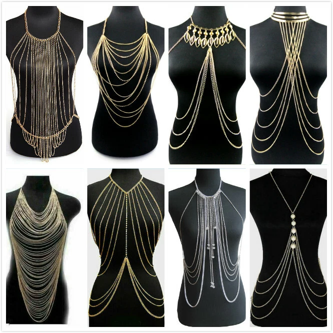 Women Bra Waist Belly Crossover Body Chain Harness Tassel Necklace