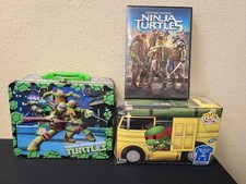 Teenage Mutant Ninja Turtles DVD + Metal Embossed Lunch Box + Funko T SHIRT MED