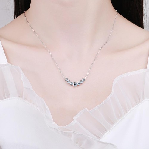 Collar de moissanita de plata de ley 925 para mujer boda collar de joyería fina - Imagen 5 de 26