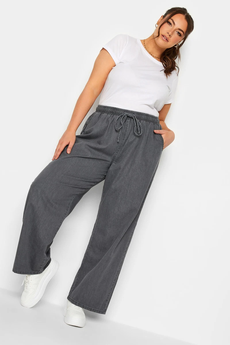 Yours Curve Women s Plus Size Pull On Wide Leg Jeans