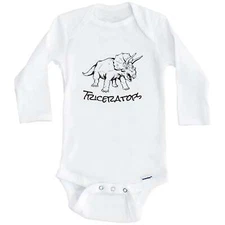 Triceratops Sketch Cool Prehistoric Animal Dinosaur Long Sleeve Baby Bodysuit