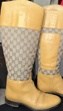 Gucci GG supreme Horse boots Vintage 90s Canv...