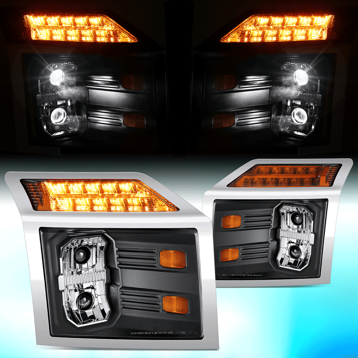 For 2018-2025 Mack Anthem LED Turn Signal Dual Projector Headlight