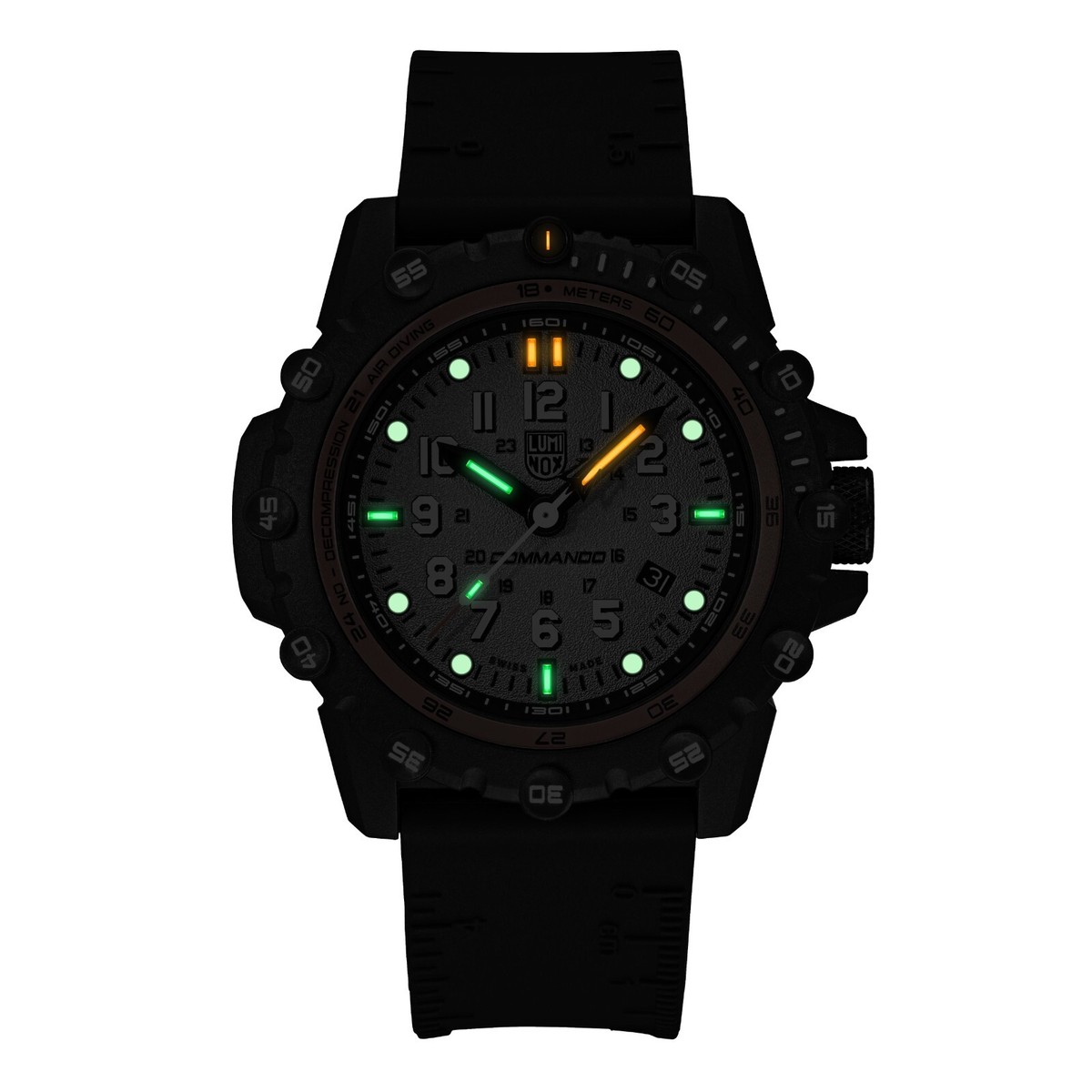 時計 LUMINOX THE COMMANDO FROGMAN Ref.3301 Luminox Mens Commando Frogman Swiss Quartz Black