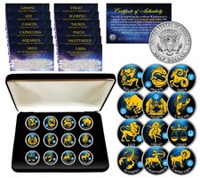 ASTROLÓGICO ZODIACO JFK Kennedy medio dólar conjunto de 12 monedas ULTIMATE con caja