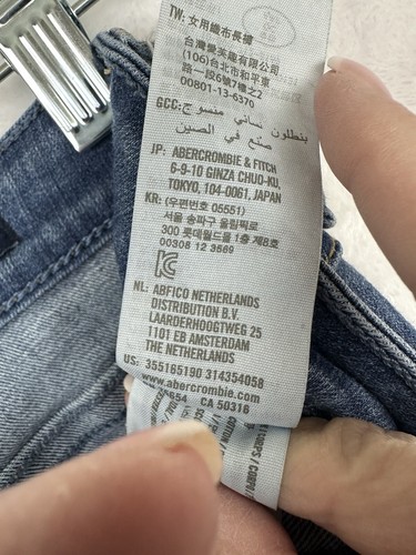 Jeans donna Hollister curvy vita alta leggings elasticizzati frange polsino taglia 1R W 25 - Foto 12 di 16