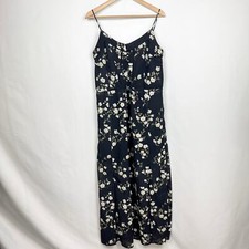 ASOS Liquorish Floral Slip Dress Sz 6 US Black Yellow Rose Slit Hem Long Maxi