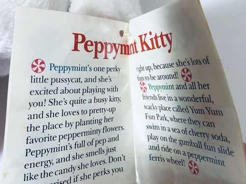 Yum Yums "Peppymint Kitty," Candy Scented, Kenner/Hallmark 1989 Plush Figure 14" - Picture 18 of 23